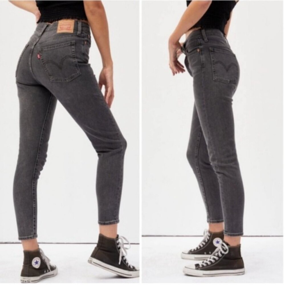 Levi’s Wedgie High Rise Button Fly Slim Black Jeans Pocket Skinny Skinny Pant 24